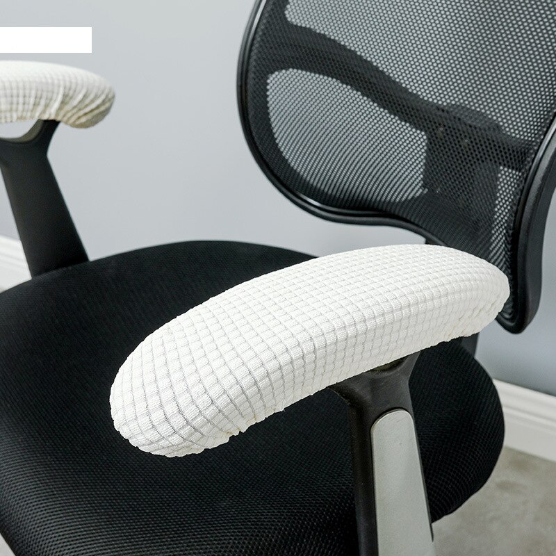 Housse de protection pour accoudoirs de chaise, extensible, anti-poussière, bras coudé, pour ordinateur de bureau: WHITE