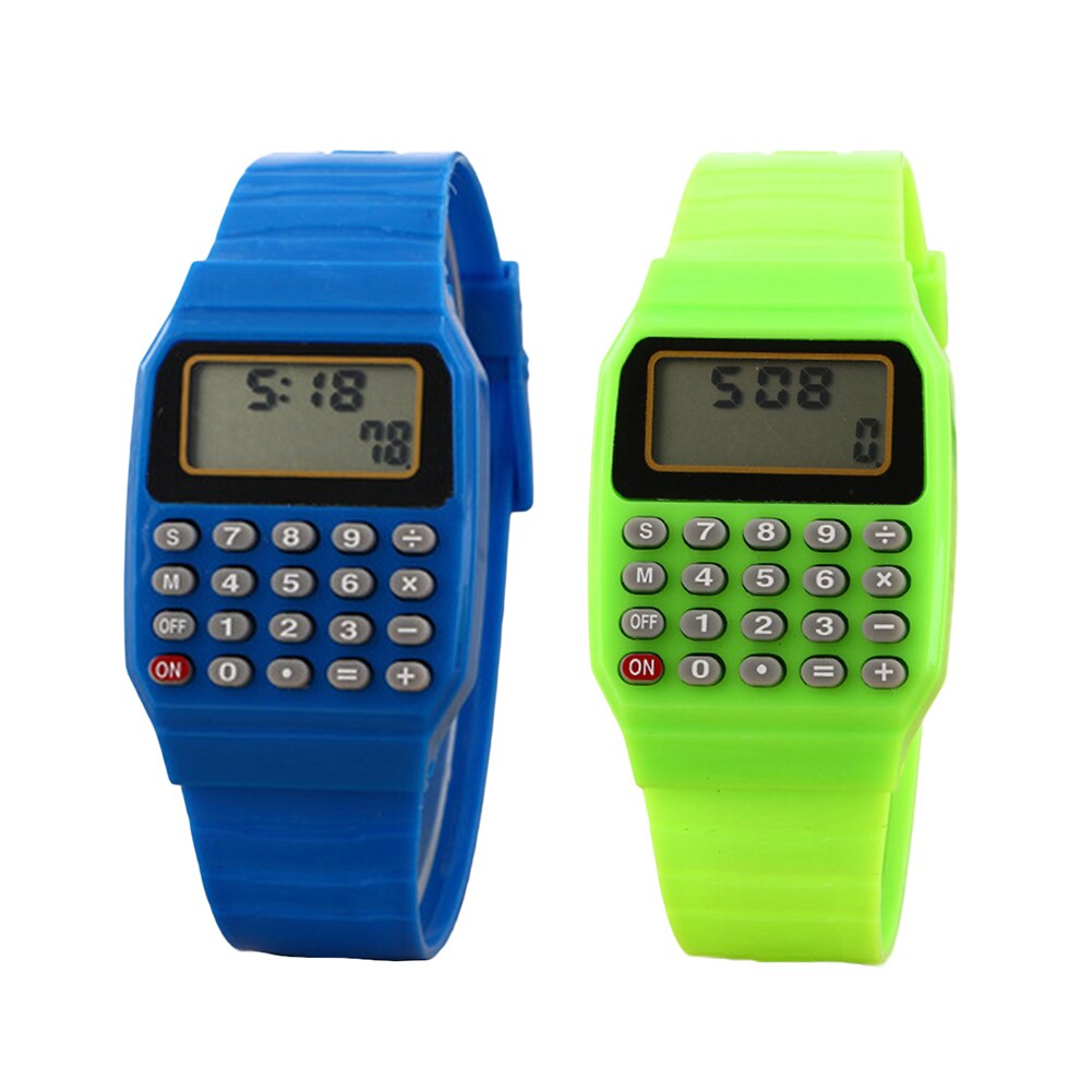 Plastic Children Digital Square Wrist Watch Mini Portable Calculator Exam Tool Kids AG4 Button Battery