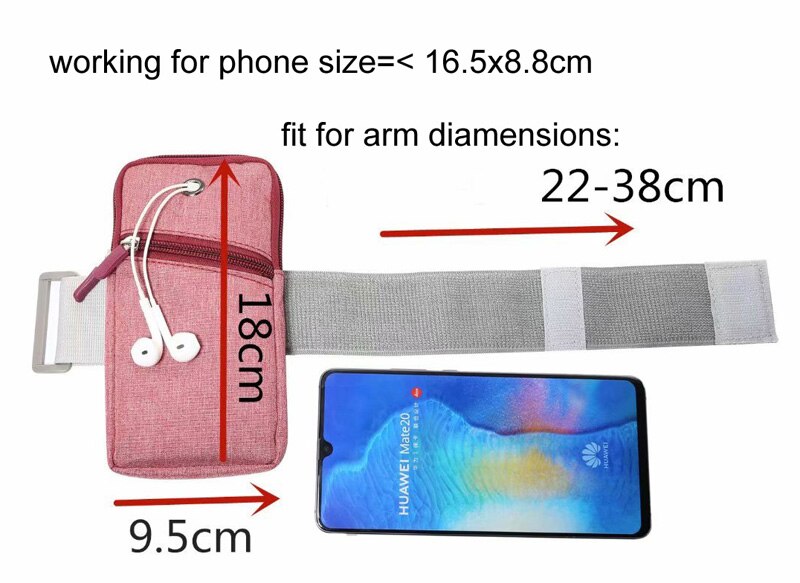 Running Sport Armband Case Voor iPhone X XS Max XR Voor iPhone 6 6 s 7 8 Plus, google Pixel 2 3 XL, Oneplus 3 5 5 t 6 6 t McLaren: Roze