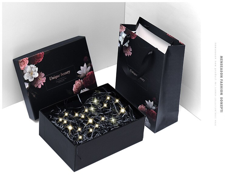High-Grade Jewelry Display Box and Packaging for Lipstick Cosmetics Perfume Jewelry Bag Large Black Color Boxes Packaging