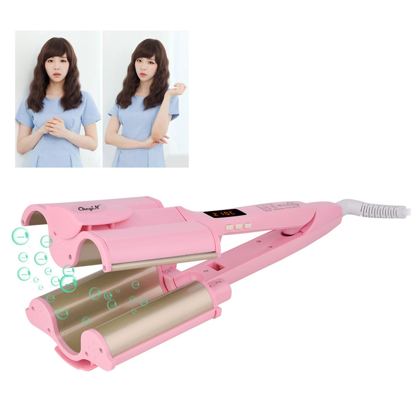 32mm Ceramic Three tube Hair curler Triple Barrel Deep Wave water ripple egg rolls hair curling iron Hair Styling tool P42