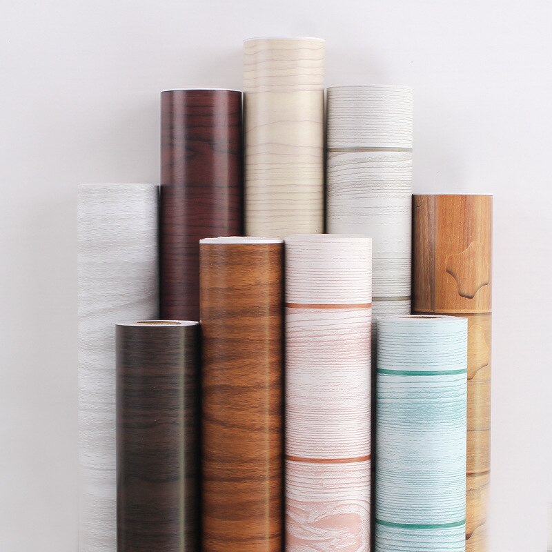 Self-adhesive wallpaper wood grain pvc waterproof decorative film from wardrobe furniture renovation stickers papel tapiz