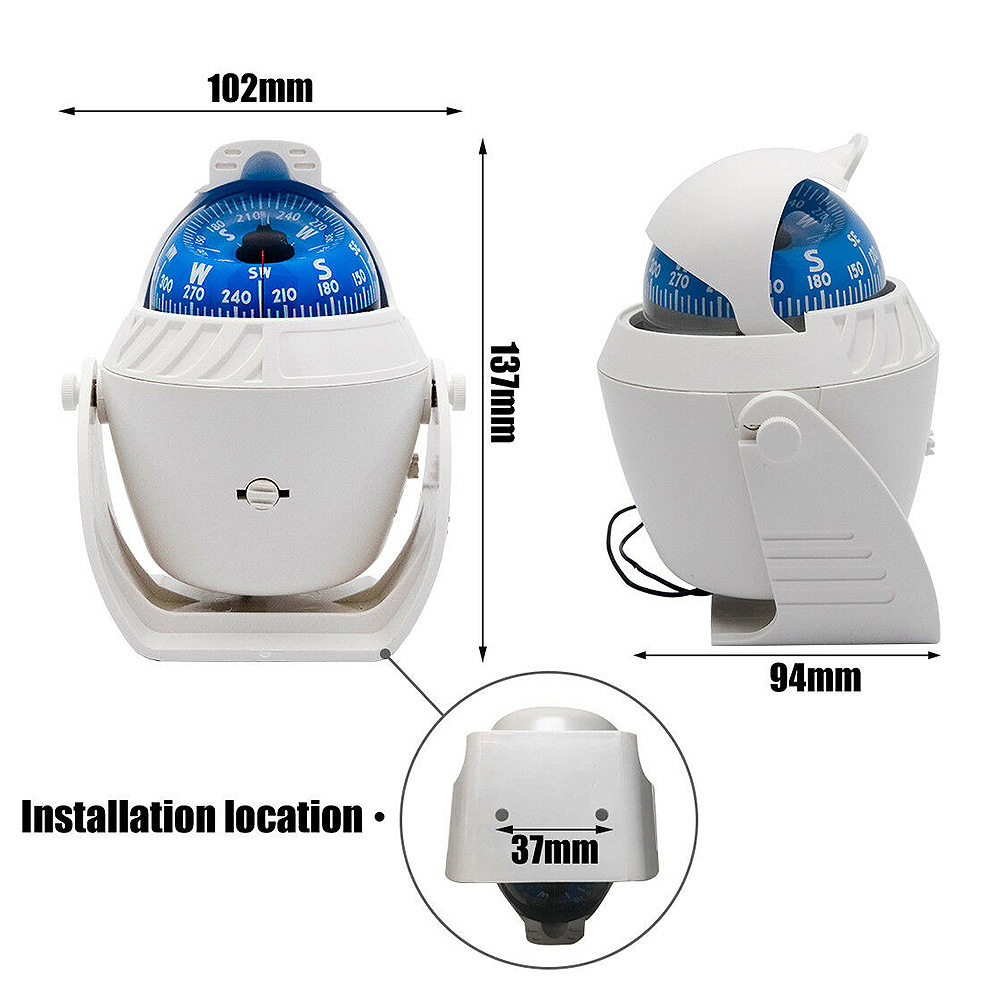 Marine Electronic Boat Ship Car Compass Navigation Positio With LED Light Maritime Navigation White Portable Compass