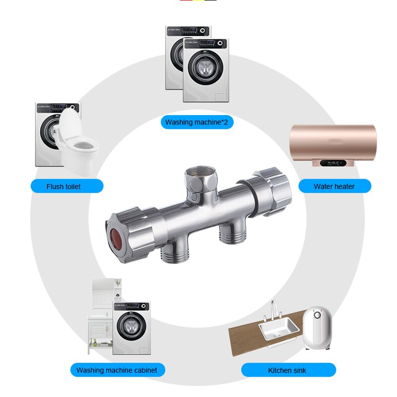 3 Way Filling Valve 1/2'' Male Thread Irrigation Water Tap Diverter Multi-Function Copper/304 Stainless Steel Triangle Valve