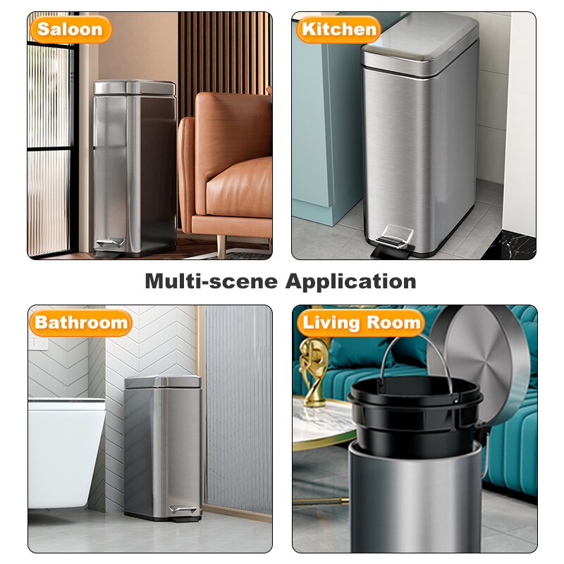 Stainless Steel Kitchen Trash Can Kitchen Garbage Bin Large Capacity Narrow Slit Recycling Trash Can with Lid