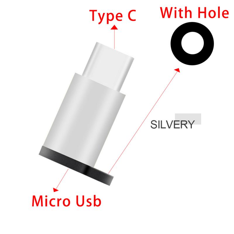 micro USB Femmina A Tipo C Maschio Adattatore per Huawei Samsung Xiaomi Tipo-c Interfaccia Del Telefono mobile di Ricarica Convertitore con Foro: 2