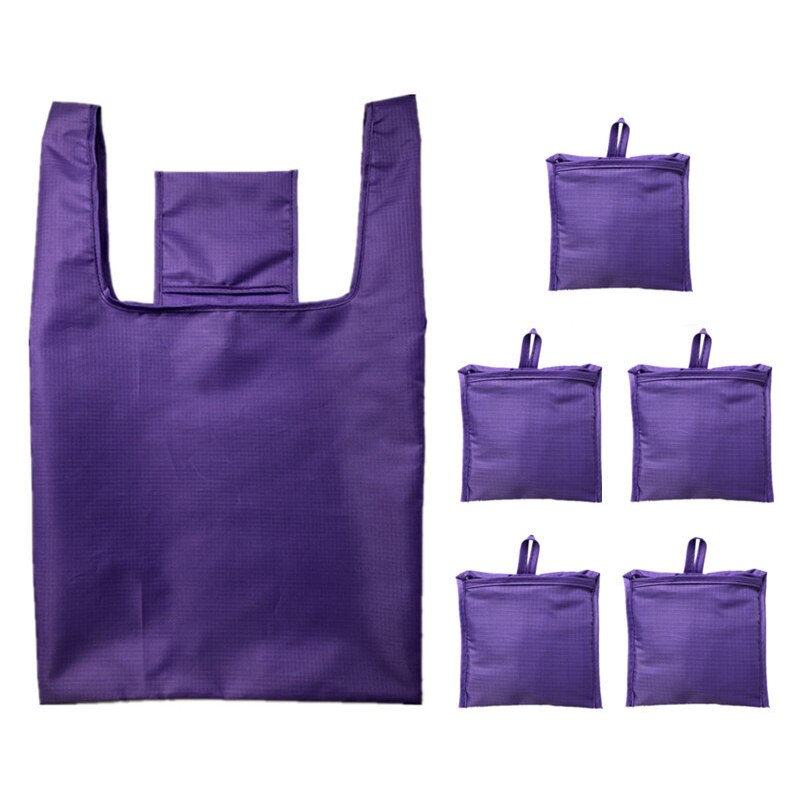 Milieubescherming Oxford Doek Bakken Waterdichte Draagbare Pure Color Grote Capaciteit Boodschappentas Herbruikbare Opvouwbare: Paars