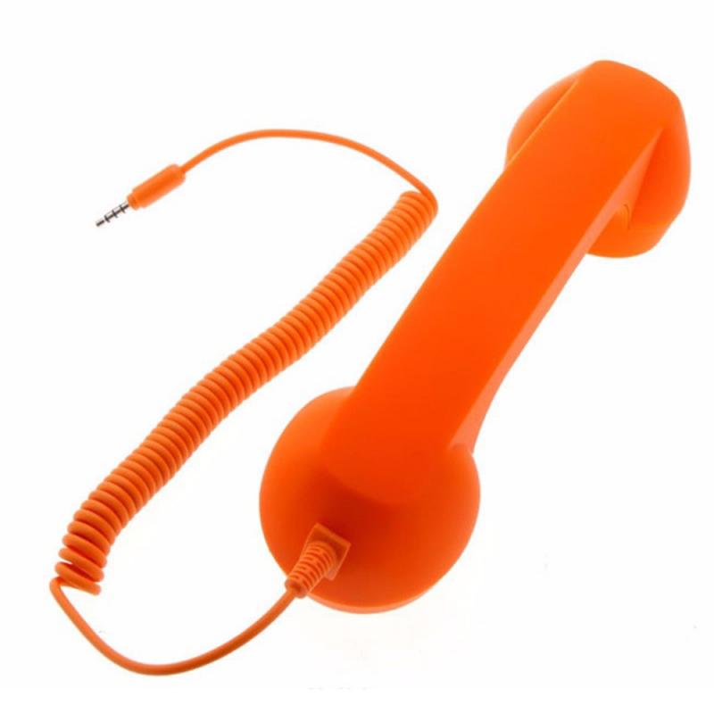 Retro Headset 3.5Mm Pop Telefoon Handset Comfort Telefoon Handset Mini Mic Speaker Telefoontje Ontvanger Voor Iphone Voor Samsung: Orange