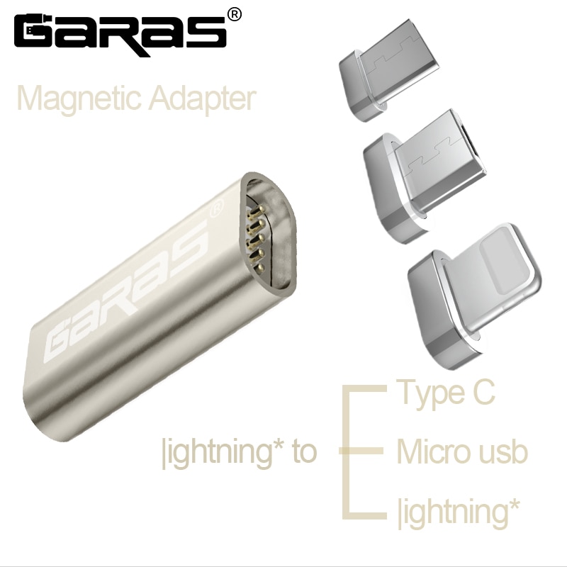 Garas Voor Iphone Adapter Naar Type C/Micro Usb Magnetic Adapter Voor Iphone/Android 3in1 Datakabel Converter naar Micro Usb/Usb C
