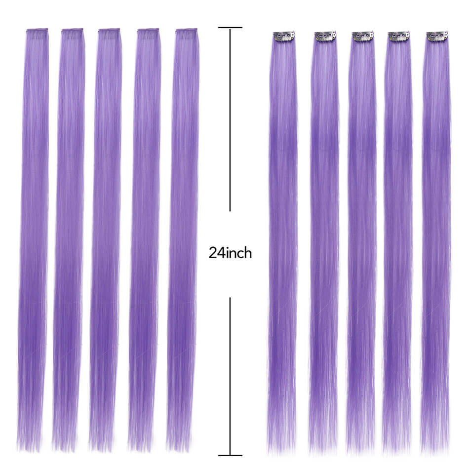 Lange Rechte Haar 5 Stuks/set Gekleurde Highlight Synthetische Hair Extensions Clip-In Een Stuk Pure Kleur 24 Inch