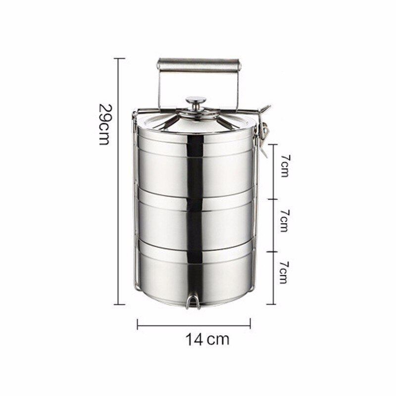 Japanese Thermal Lunch Box For Kids Adult Portable Food Container Kitchen Leakproof 304 Stainless Steel Bento Box: three layer