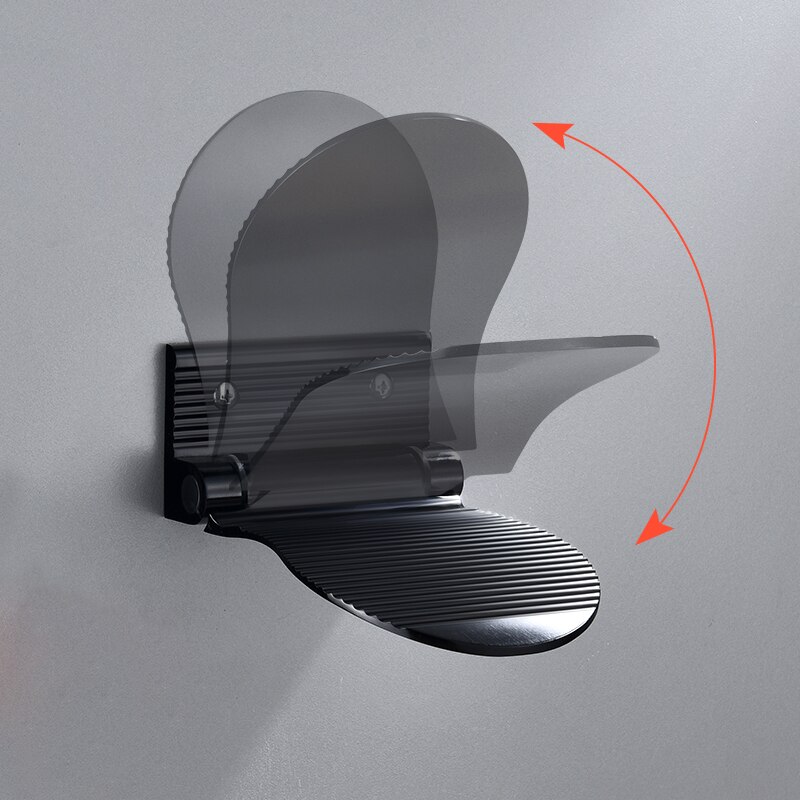 Shower Footstool Space Aluminium Black/Silver Foldable Wall Mounted Shower Foot Rest Bathroom Rest Pedestal Hardware