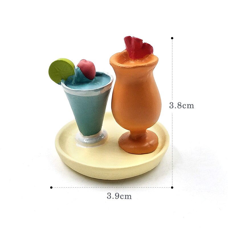 1 pc Simulatie Voedsel Koffie Cake Mini figurine Decor Fairy Garden stripfiguur standbeeld Model Hars ambachtelijke speelgoed ornamenten: Juice