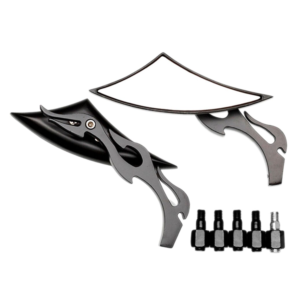 Flame Custom Side Rearview Mirrors For Harley Motorcycle Cruiser Cafe Racer