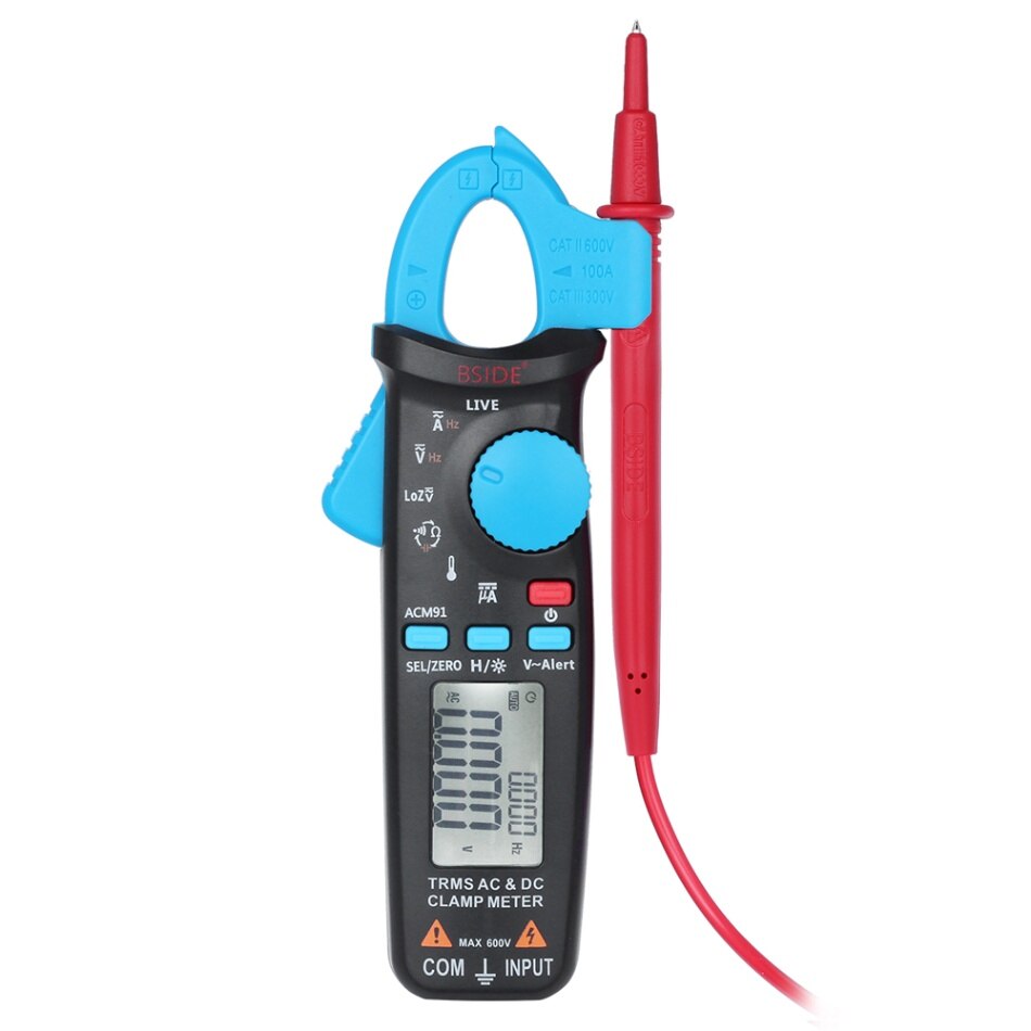 AC/DC Voltmeter Ammeter Multimeter Digital voltage Current Clamp Meter Capacitance Continuity Temperature Frequency Tester: Blue