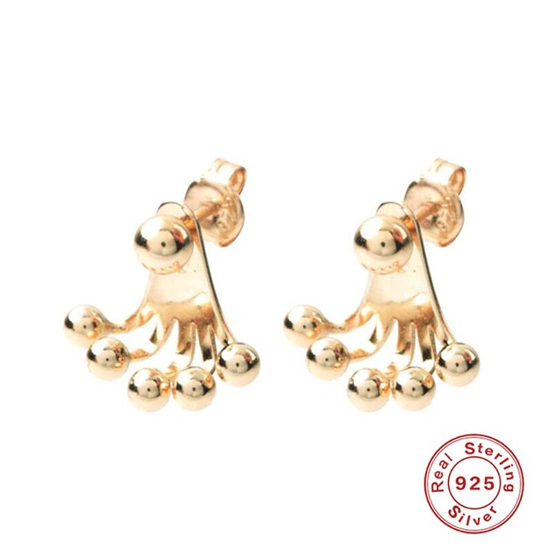 Pendientes de botón con bola brillantes de perlas simples de ROXI para mujer, único, Pendientes de plata de ley 925, Pendientes Brincos: Dorado