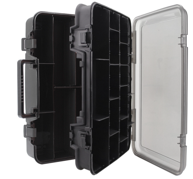 Large-Capacity Double-Layer Fishing Tackle Box Multifunction Carp Fishing Accessory Storage Box Portable Fishing Bait Box: Double Layer Black
