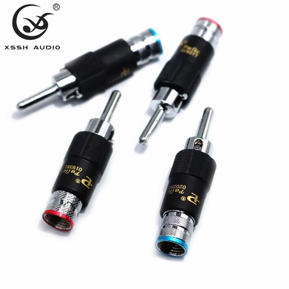8 stücke YIVO Hallo-Ende Gold Rhodium Überzogene Audio- Video Lautsprecher Jack Kupfer 8mm selbst-Verriegelung Männlichen connecter Banane Stecker