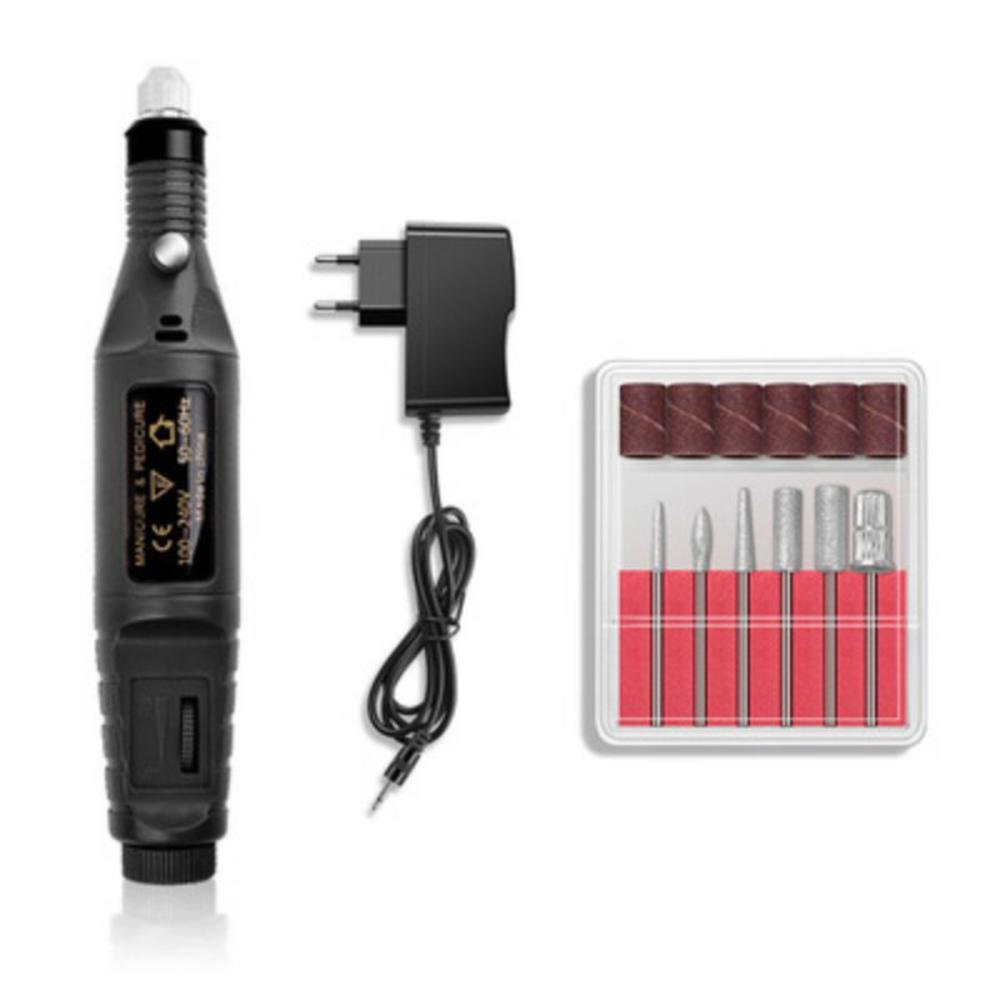 1 Set Electric Nail Drill Machine Kit Manicure Machine Nail Art Pen Pedicure Gel Ceramic Nail File Nail Art Tools: Black / AU Plug