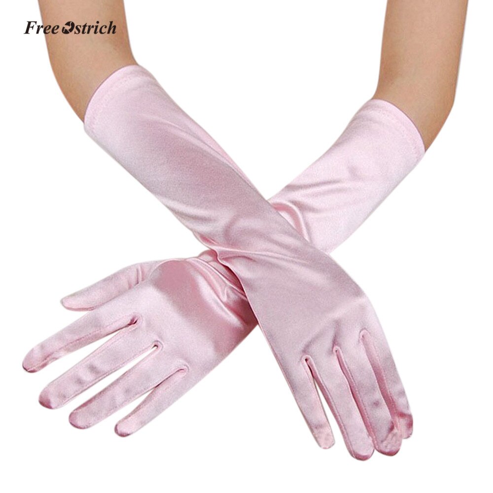 Free Ostrich – gants longs en Satin pour femmes, doux, élégants, de: Corail Rouge