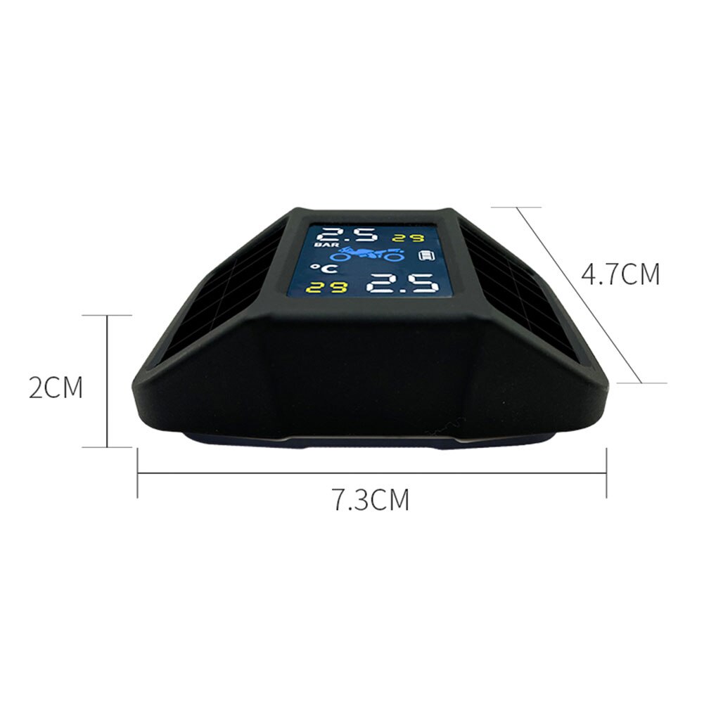 Real-time Display Solar Power TPMS With 2 External Sensor Motorcycle Tire Pressure Monitoring System Pressure Temperature Alarm: Default Title