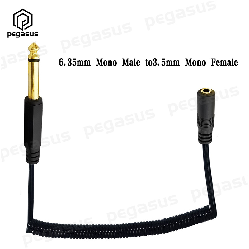 0.8 Meter Coiled Spiral Cable 6.35mm Male to 3.5mm Male/Female Cable