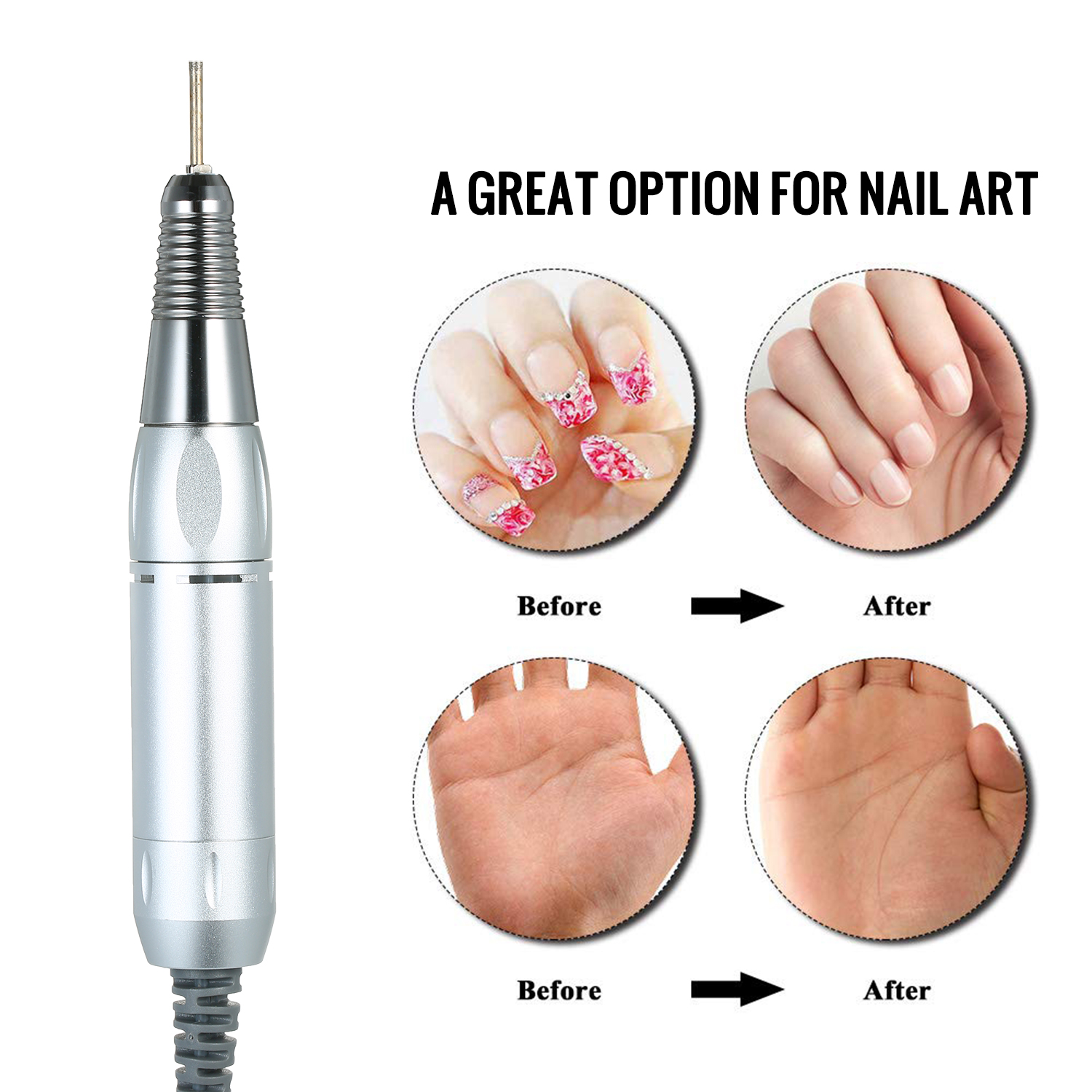 Elektrisk negle kunst bore pen håndtag fil polering slibemaskine håndstykke manicure pedicure værktøj negle kunst tilbehør