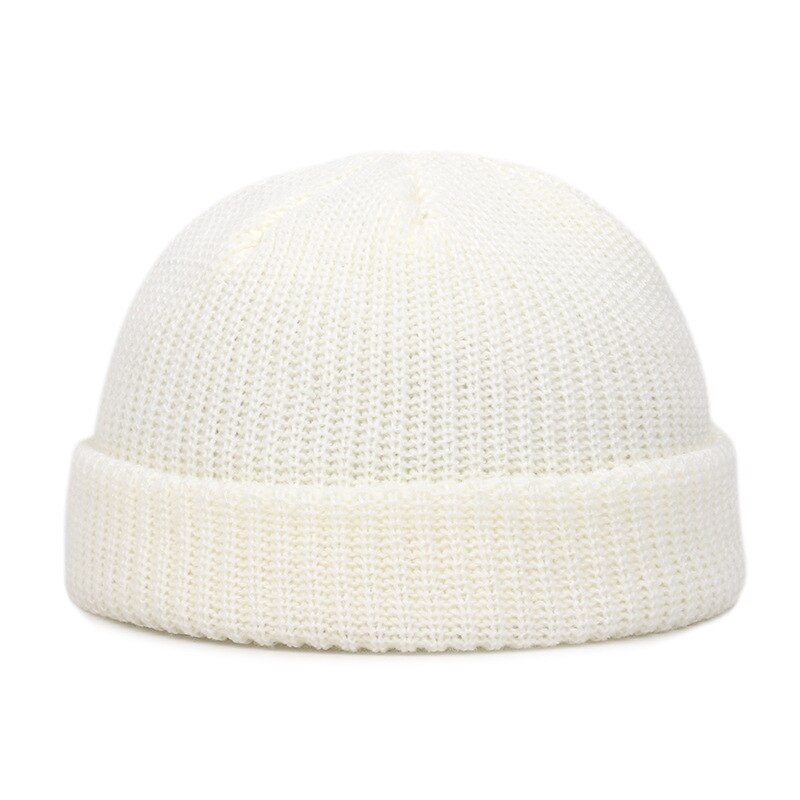 11 Stijlen Gebreide Hoeden Voor Vrouwen Gildkruid Mannen Beanie Hat Winter Retro Brimless Baggy Meloen Zachte Cap Mutsen Hoeden Voor mannen: WHITE