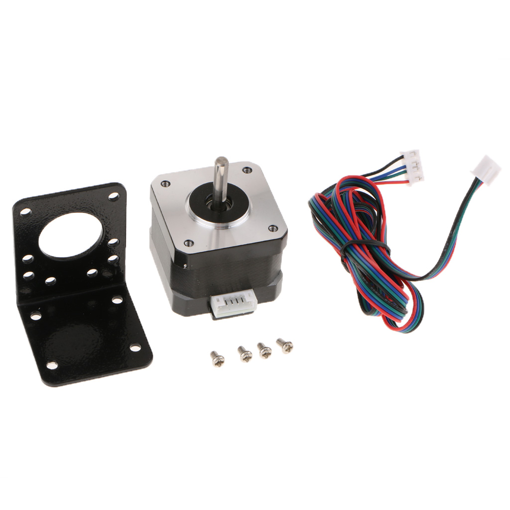 Motor paso a paso + soporte Nema 17, Bipolar, 42mm, 4,4 kg, cm, 1,68a, 4 conductores, impresora 3D, Hobby CNC, línea de Motor y tornillo, 42