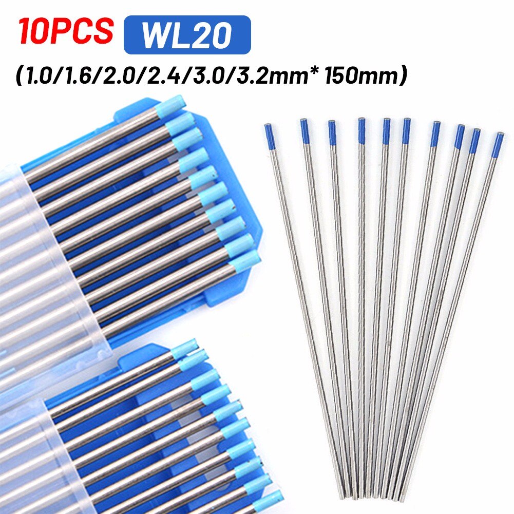 10Pcs WL20 Wolfraam Elektrode Lassen Tig Staaf 1.0/1.6 /2.0/2.4/3.0/3.2/4.0*150Mm Voor Carbon Staal Roestvrij Staal Koper Legering