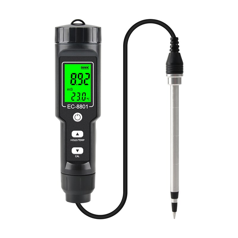 Portable Digital EC/Temperature Soil Tester Meter Farm Measurement Backlit Display Removable Electrode Waterproof Test Planting: EC-8801BB