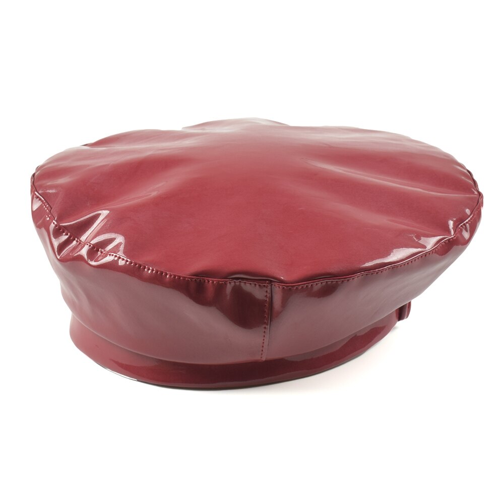 Béret en cuir verni pour femme, chapeau de bonne , couleur unie, haut plat, PU, os lâche, casquette de capitaine, nouvelle: Rouge