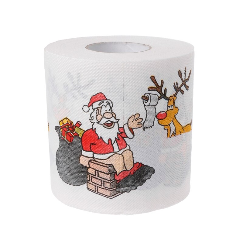 Rollo de papel higiénico para decoración para sala de estar Pro de 2 capas de Navidad Santa Claus Ciervo
