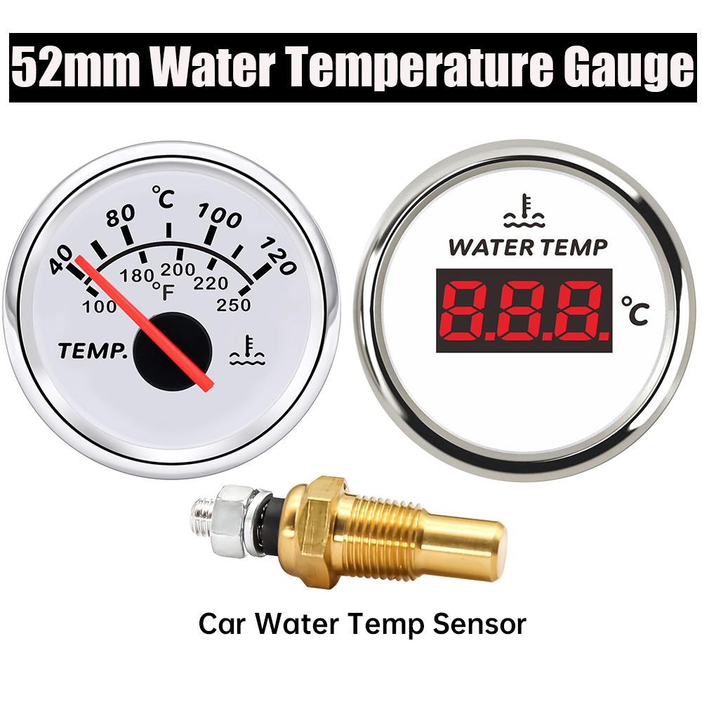 52mm Auto Wassertemperaturanzeige Auto Temperaturanzeige Wassertemperatur Digital Meter + Sensor für Auto LKW Marine Stiefel benutzerdefinierte