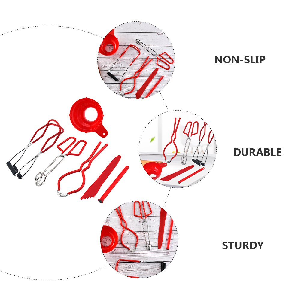 1 Set Premium Canning Kit Durable Canning Funnel Jar Lifter Wrench Set Anti-Scald Tongs Anti-Slip Lifting Tongs Can Lifter Tool