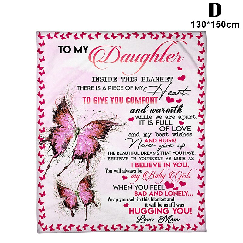 Fleece deken voor mijn dochter ik hou van je flanellen deken digitaal bedrukt brief envelop vierkante deken clh@ 8: D