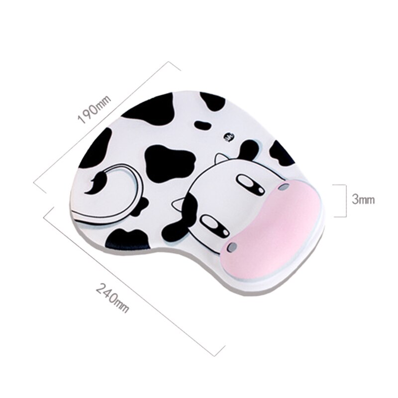 Tapis de souris mignon de Silicone de vache avec le Support de poignet de Gel pour des accessoires d'ordinateur portable