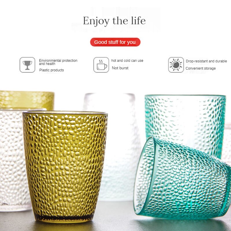 Tasse à eau colorée en acrylique, 5 pièces, 200mL/290mL/380mL, anti-goutte, pour Restaurant, bière, thé, vin, Dessert, magasin