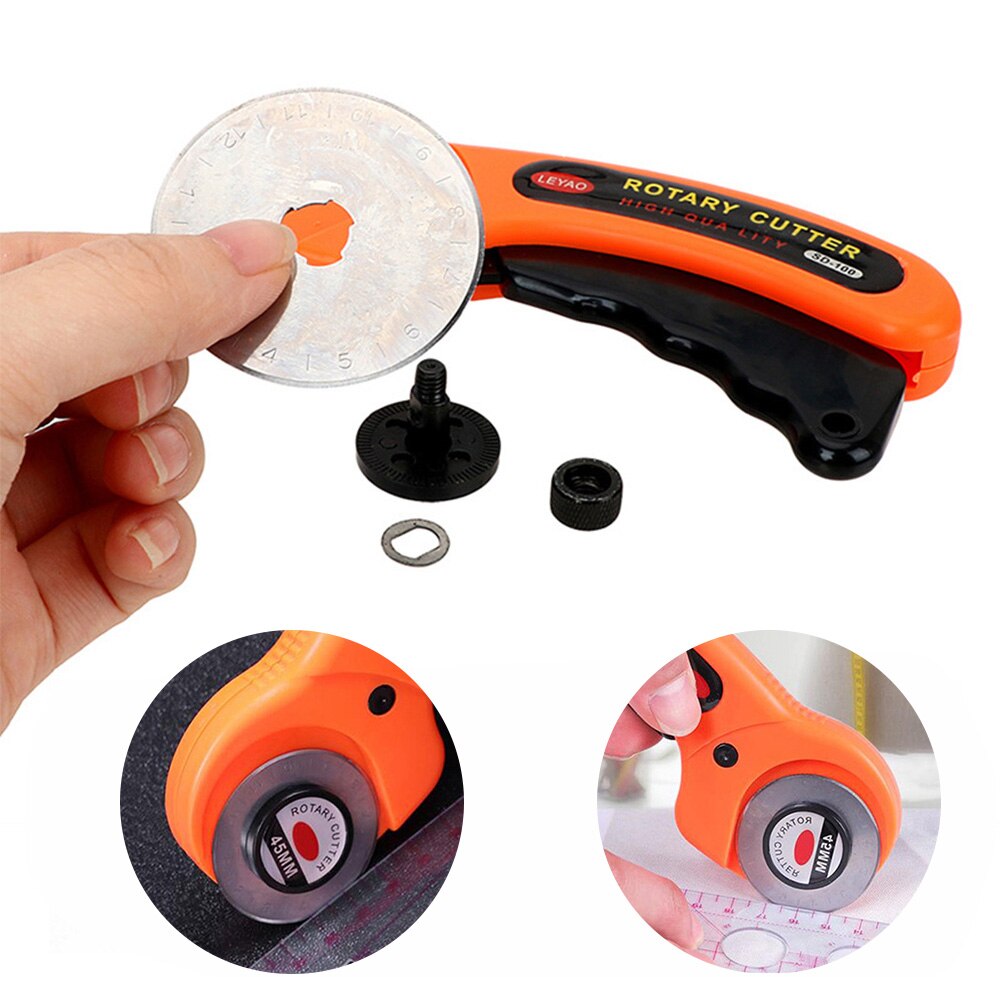 DIY 45mm Rotary Cutter Cutting Tool Leather Fabric Craft Circular Blade Cutter Patchwork Quilting Stitching Fit Cut For Garden