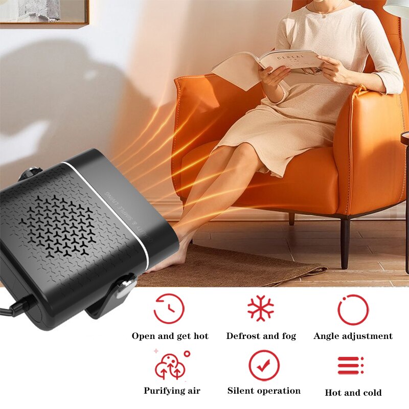 1000W Car Heater Electric Heating Fan Defogging 12V/24V Portable Electric Dryer Windshield Demister Defroster For Car Home