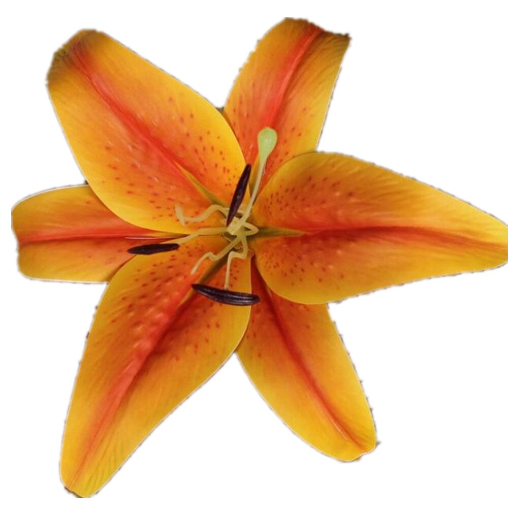 12 Uds Real toque de Azucena cabezas de flores 20cm PU Lily flor 8 colores: Naranja