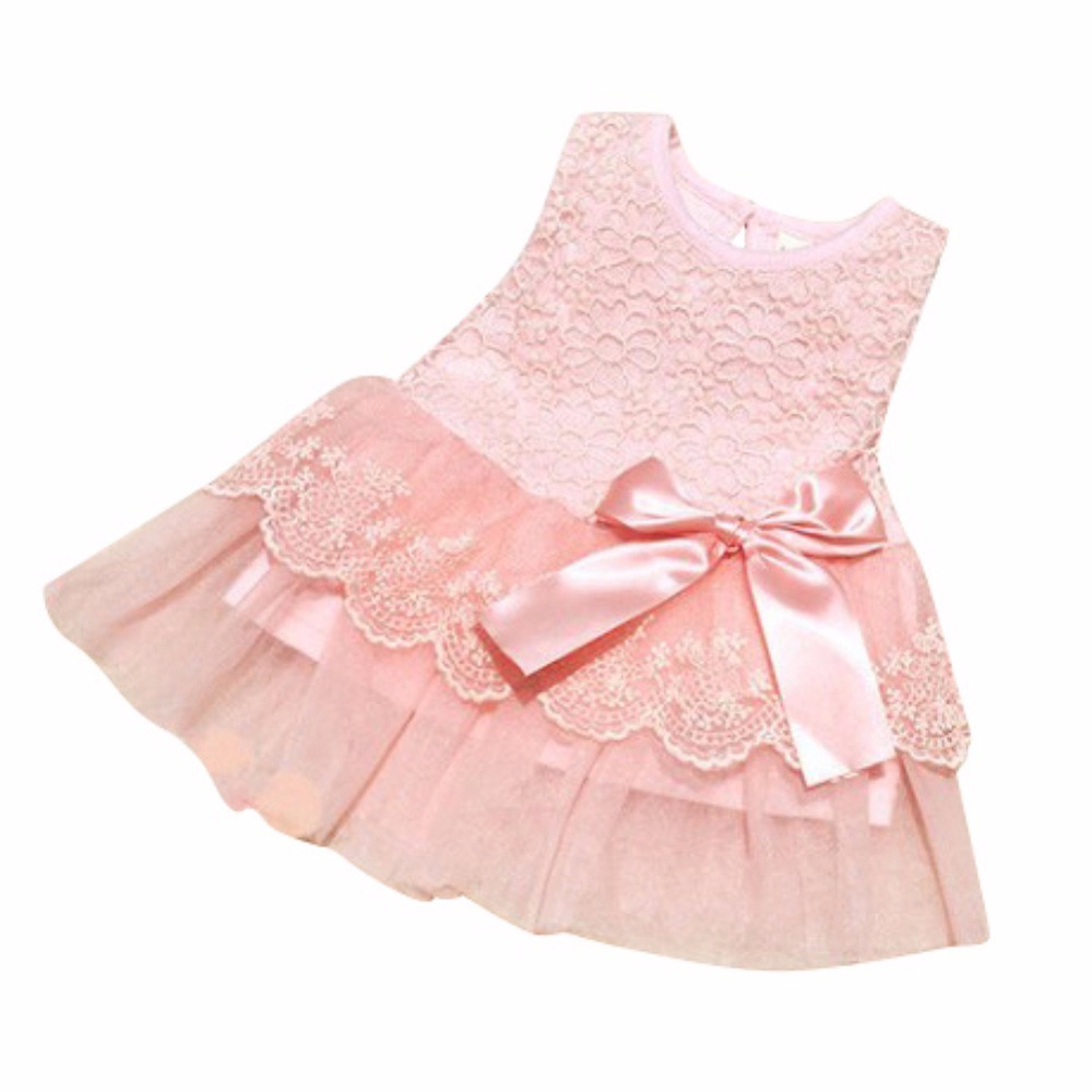 Baby Girl Lace Dress Kids Bow Cotton Ball Gown Princess Dressess for Girls Summer Children Birthday Party Clothing