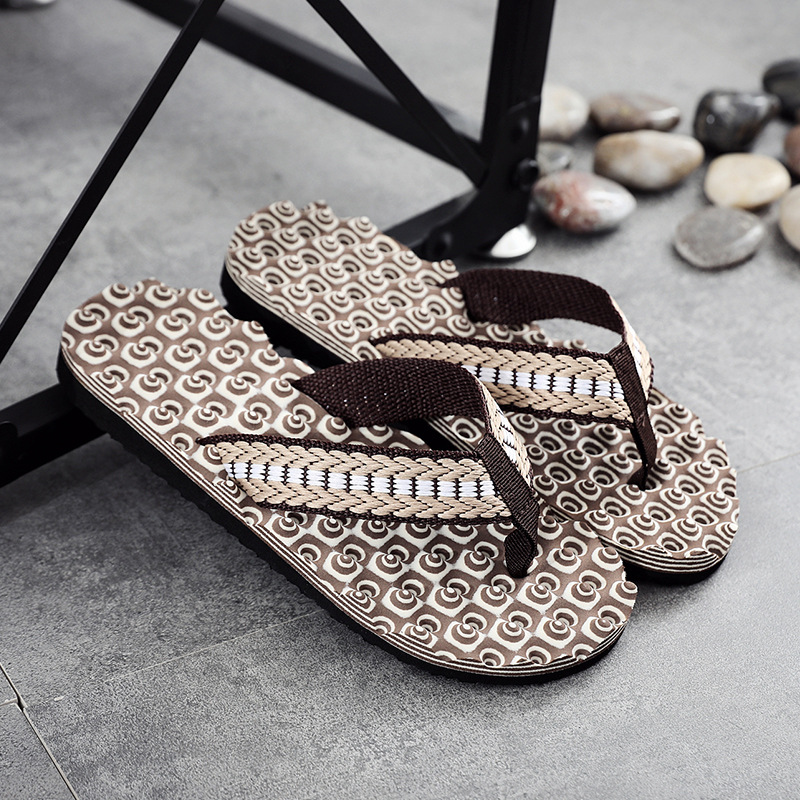 Chanclas de masaje para hombre, sandalias de playa, zapatos informales cómodos, chanclas de , calzado de verano qt213: Castaño / 9
