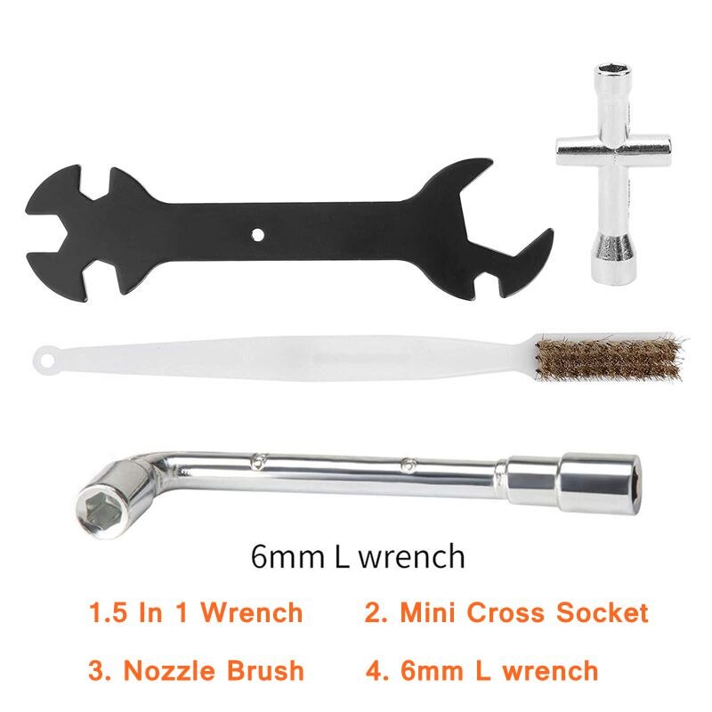 4Pcs 3D Printer Cleaning Tool 5 In 1 Wrench + Mini Cross Socket + Nozzle Brush +6mm/7mm L Spanner for Ender 3 E3D / MK8 / MK10: 6mm L Wrench