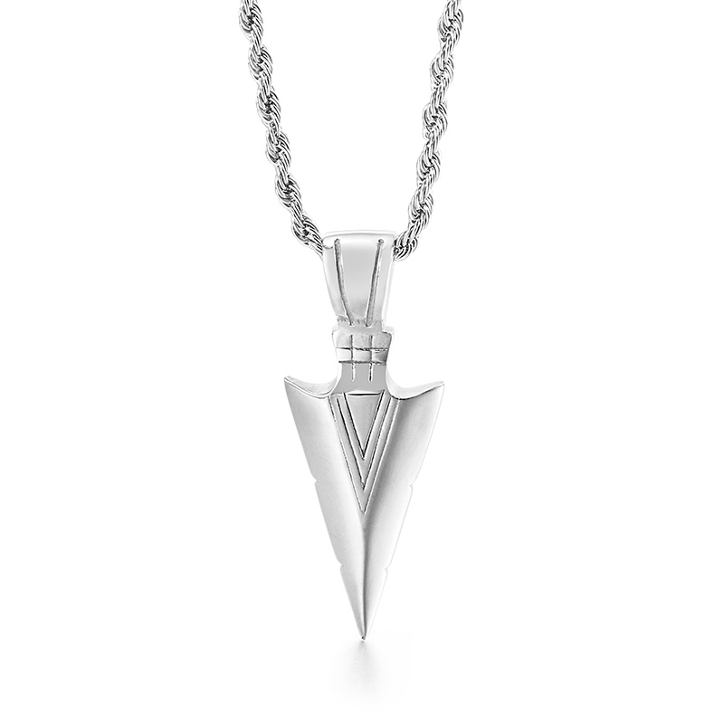 Collier avec pendentif en forme de flèche pour hommes, en acier inoxydable, brillant, de , style Ninja, accessoires Cool pour garçons: KP79565-K / 50cm