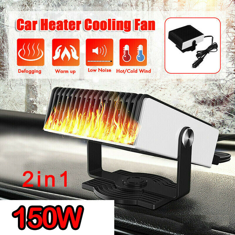 2 In 1 Camper Van Defroster 12V 150W Portable Electric Car Heater DC Heating Fan Defogger Demister