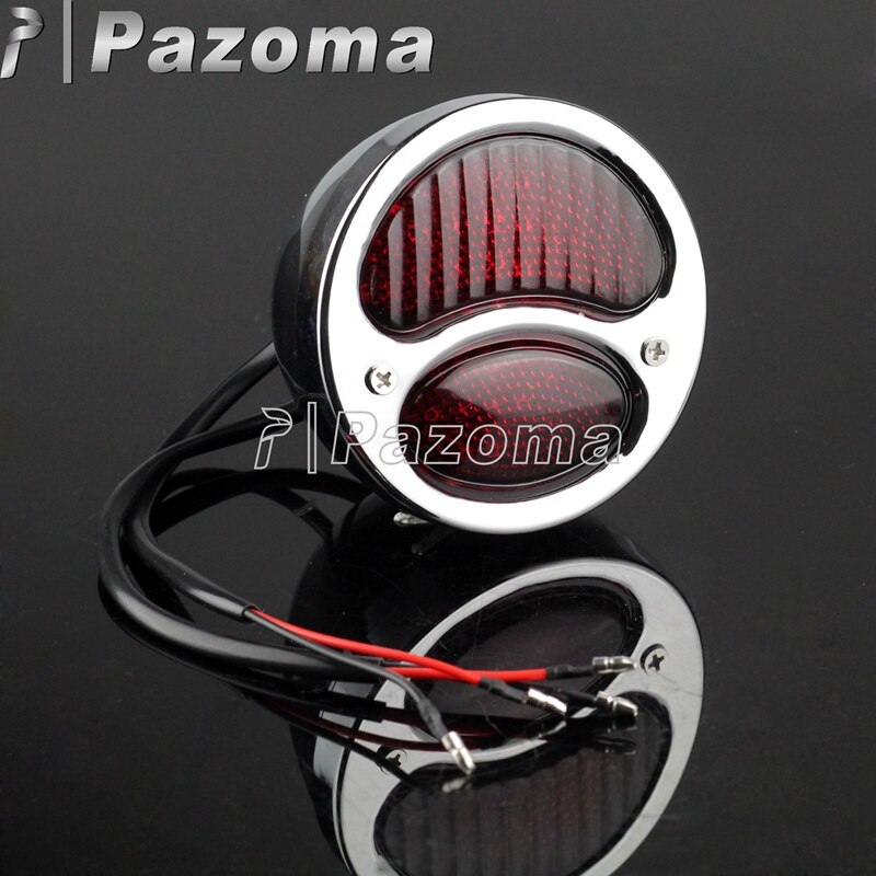 PAZOMA moto feu arrière LED pour Harley Chopper Bobber café Racer Vintage feu Stop arrière 1928-1931 Ford modèle A: chrome red