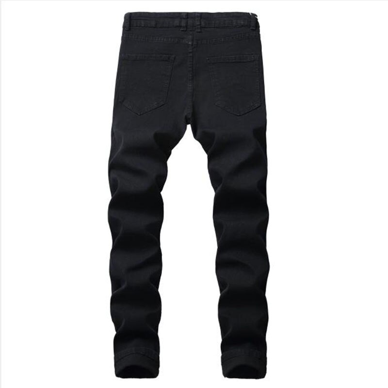 Mannen Gescheurde Jeans Borduren Broek Jean Homme Voor Mannen Slanke Denim Broek Mannelijke Zwarte Blauw Straight Casual jeans
