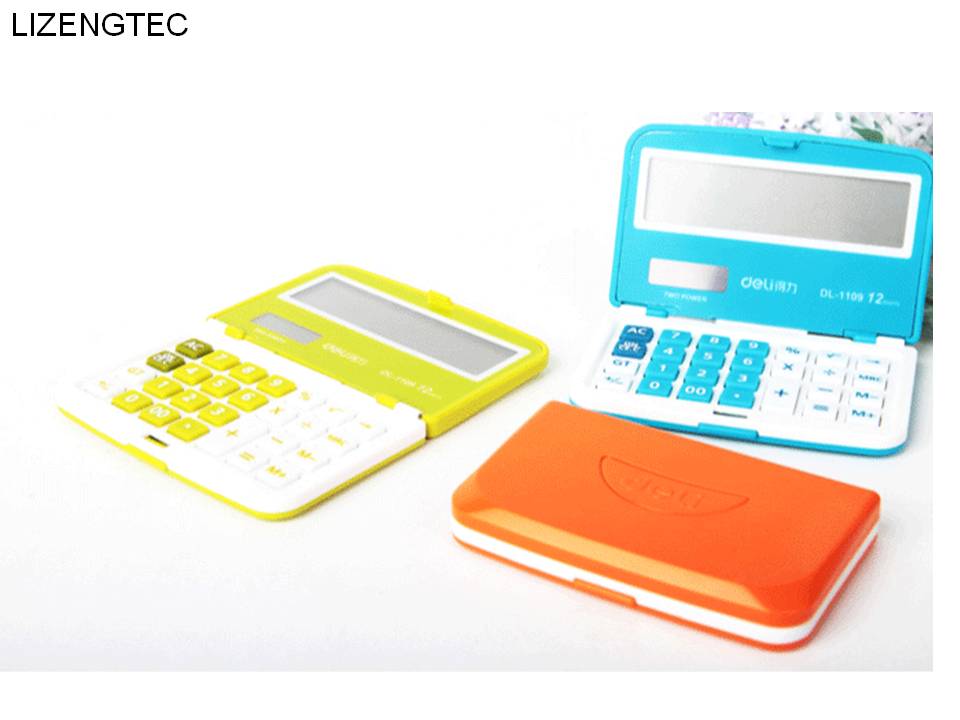 Business Finance Solar Three Color 12 Digit Folding Electronic Calculator