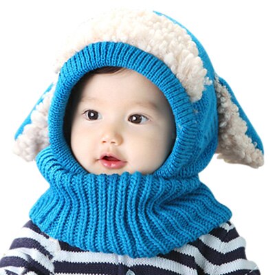 Winter Baby Hat Nek Warmer Joint Kids Kinderen Hond Caps voor Jongens Meisjes Haak Gebreide Beanie Hoeden Baby Peuter Mode: Blue